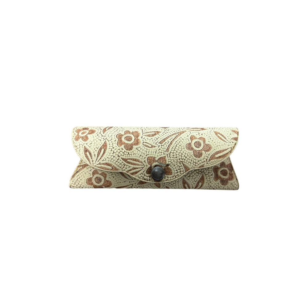 Vintage 1950s 1960s Textured Floral Eyeglass Case | Mid-Century Retro